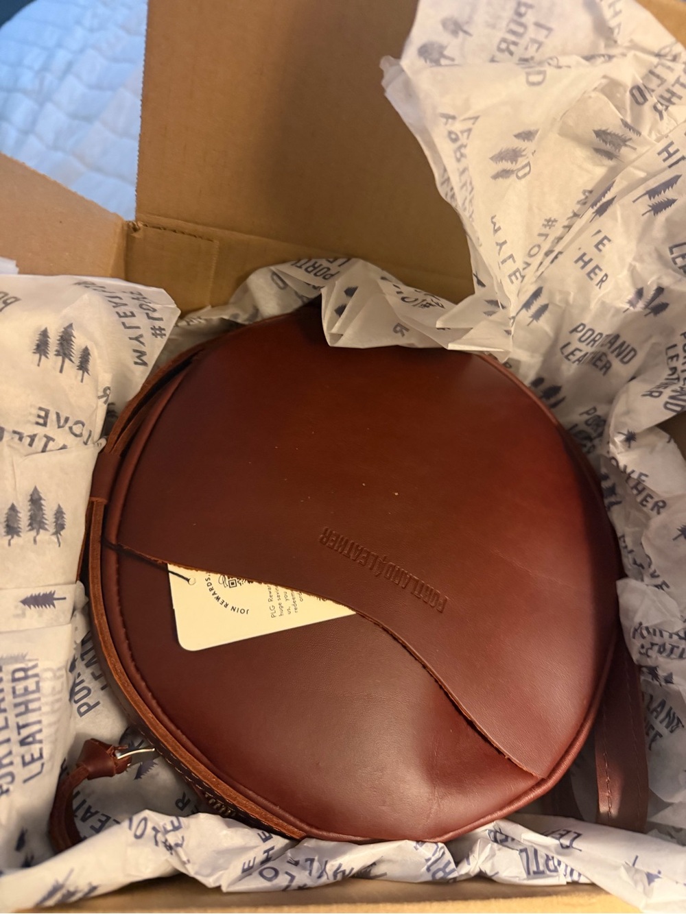 Portland Leather Round Crossbody Bag - Brown